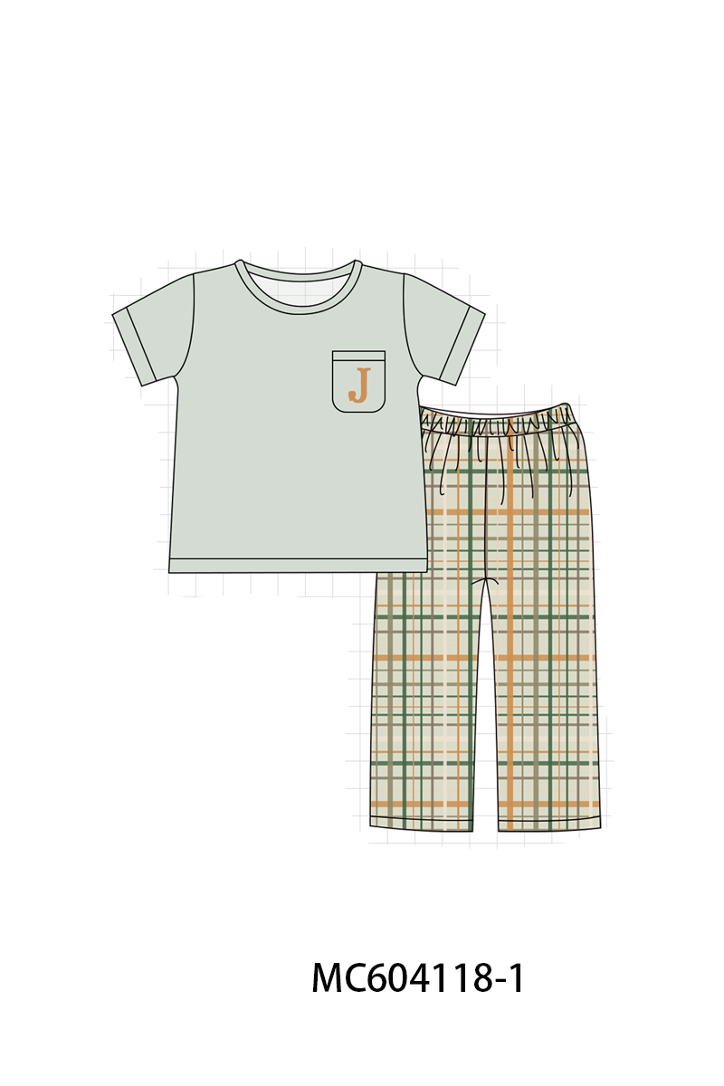 PO86 Sage monogram embroidery plaid collection - closing 4/13 - ETA early September