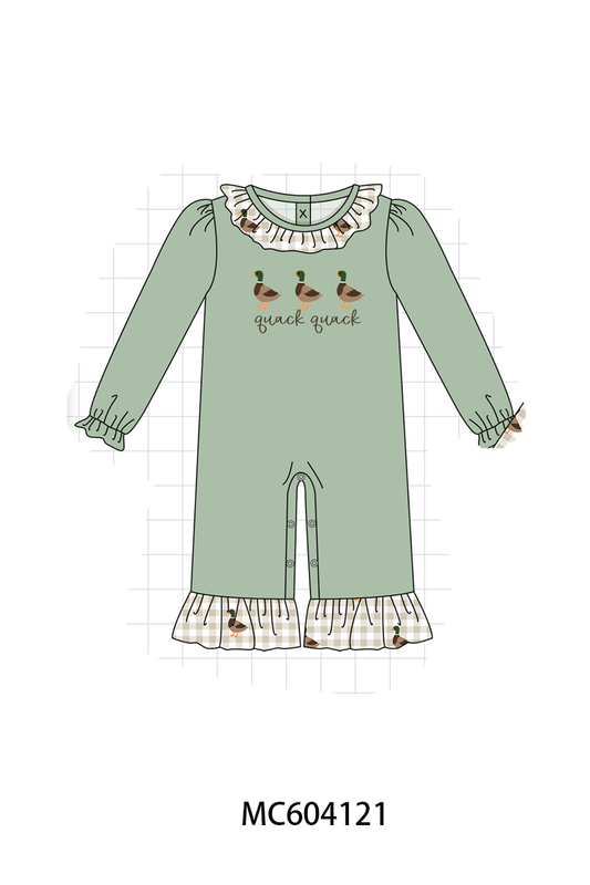 PO86 Green duck quack quack embroidery ruffle collection - closing 4/13 - ETA early September