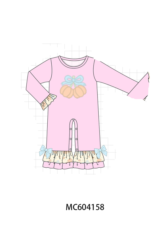 PO86 Pink pumpkin applique bow ruffle collection - closing 4/13 - ETA early September