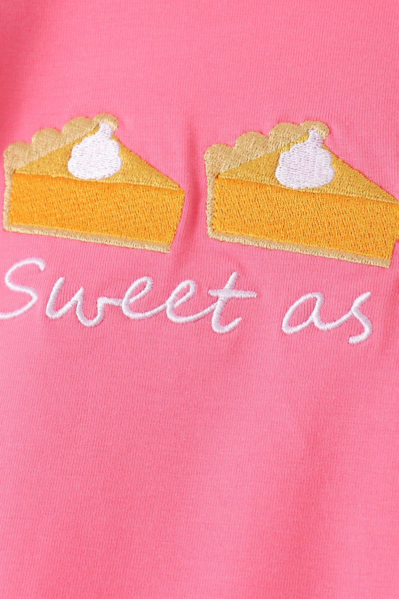 Pink sweet as pie embroidery ruffle bloomer set