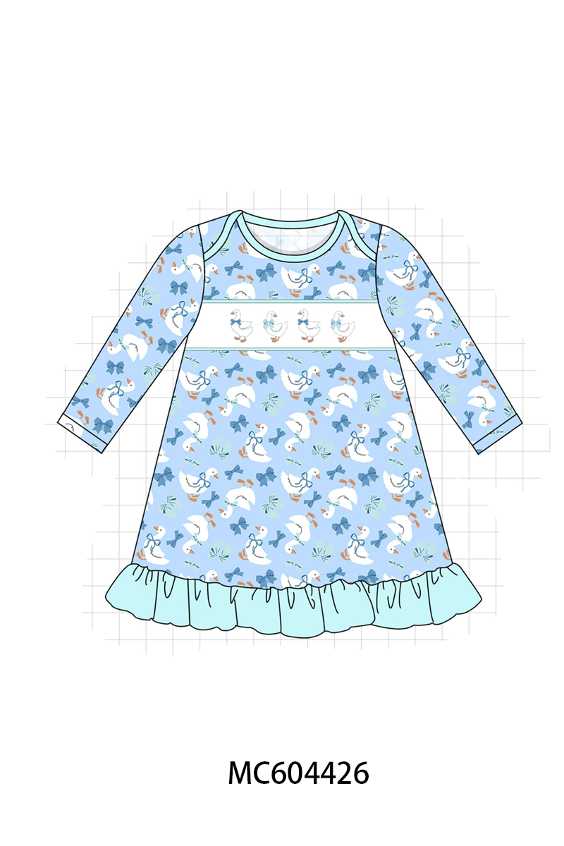 PO88 Blue goose bow embroidery ruffle collection - closing 4/27 - eta late September