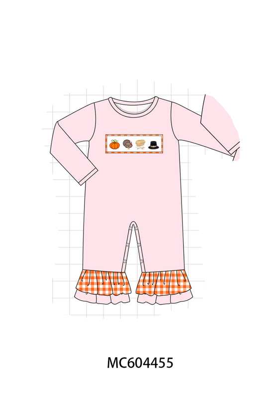 PO88 Pink&blue thankgiving day turkey embroidery gingham collection- closing 4/27 - eta late September
