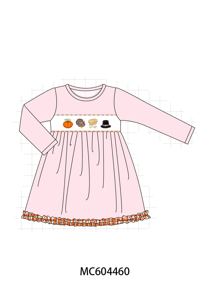 PO88 Pink&blue thankgiving day turkey embroidery gingham collection- closing 4/27 - eta late September