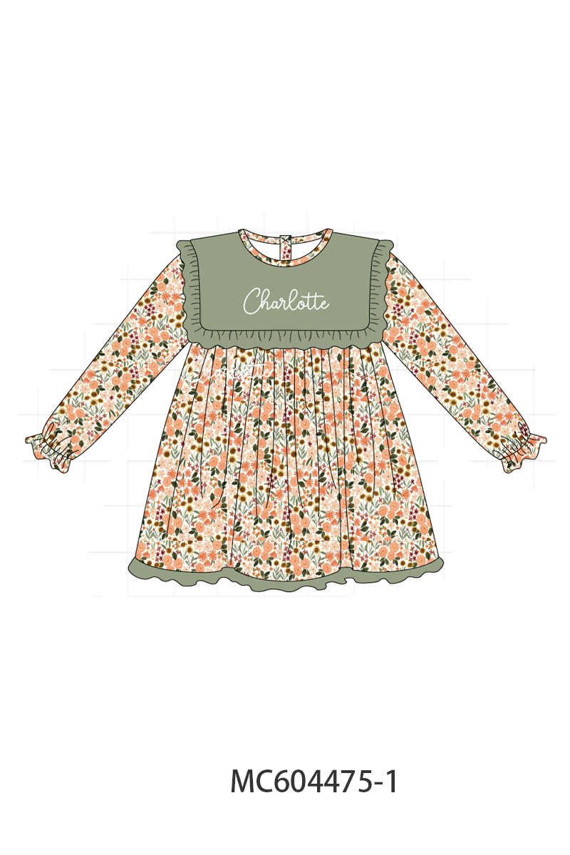 PO88 Green monogram embroidery floral ruffle gingham collection - closing 4/27 - eta late September