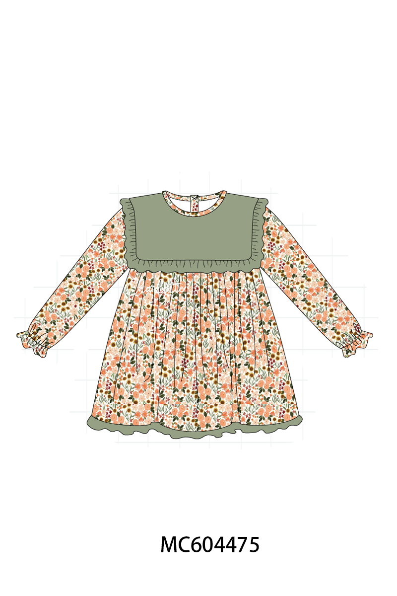 PO88 Green floral print ruffle gingham collection - closing 4/27 - eta late September