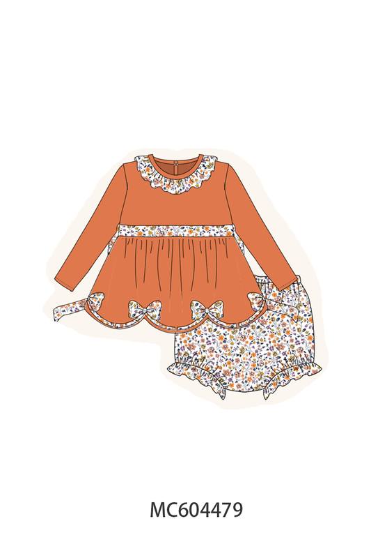 PO88 Orange floral print ruffle collection - closing 4/27 - eta late September