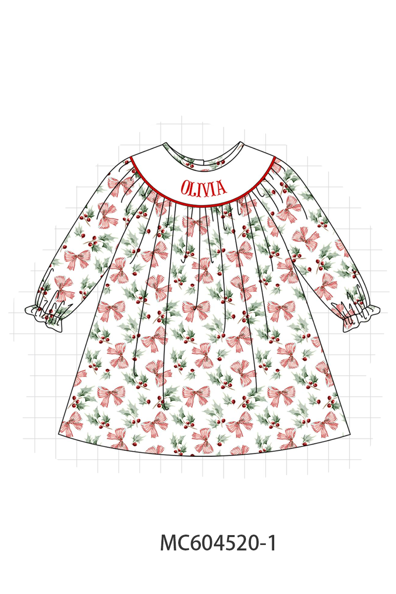 PO88 Christmas holly monogram embroidery bow collection - closing 4/27 - eta late September
