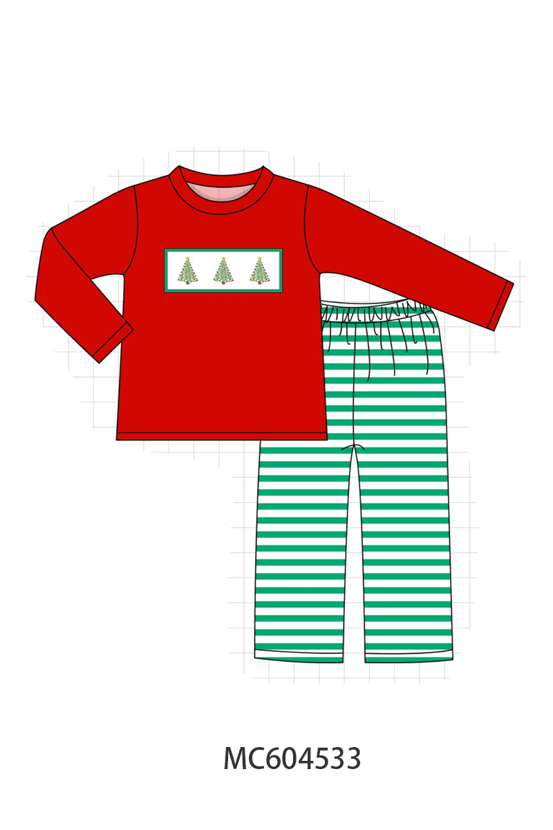PO88 Pink&red christmas tree embroidery stripe collection - closing 4/27 - eta late September