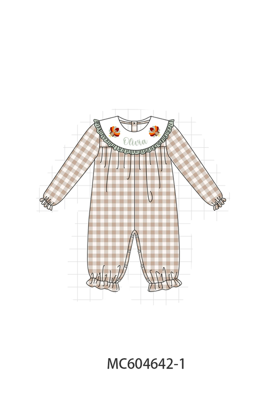PO88 Sage thanksgiving turkey monogram embroidery gingham collection - closing 4/27 - eta late September