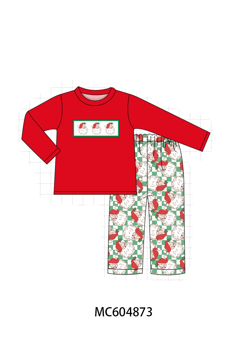 PO90 Red christmas santa claus embroidery checkered collection - closing 5/11 - ETA early October