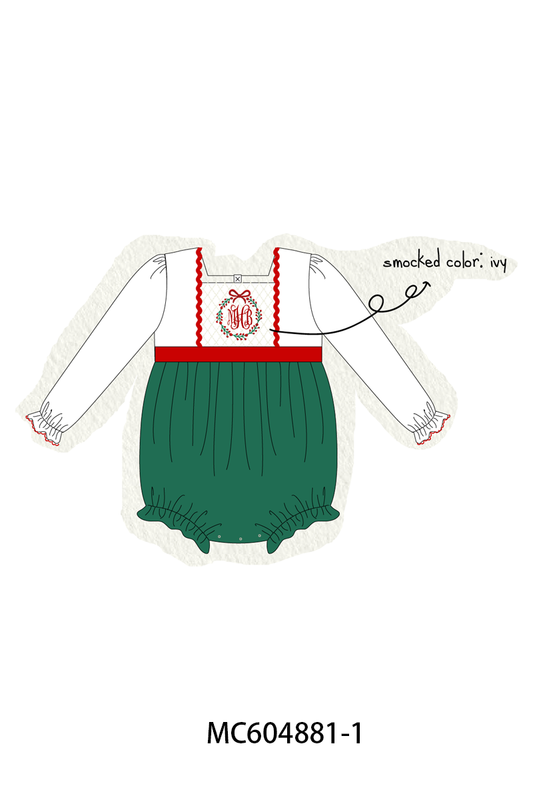 PO90 Forest christmas wreath monogram embroidery smocked collection - closing 5/11 - ETA early October