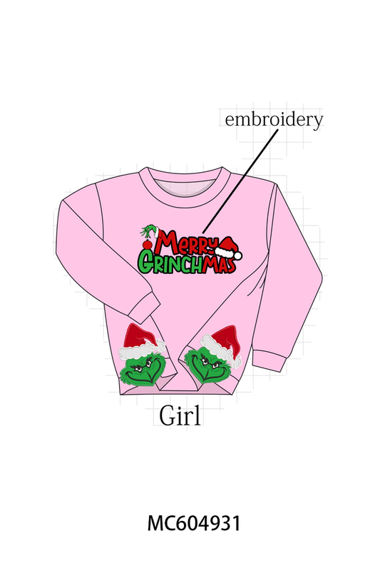 PO90 Pink&blue merry christmas grinch applique mom&me sweatshirt collection - closing 5/11 - ETA early October