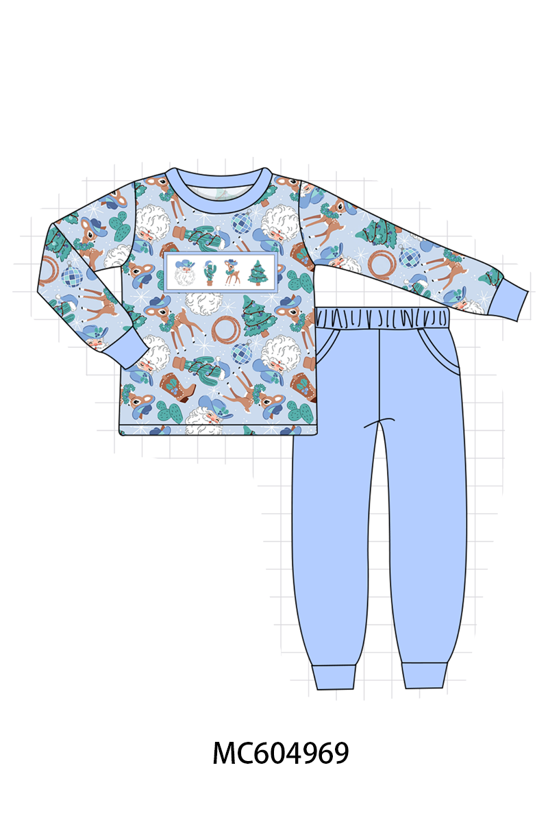 PO90 Pink&blue cowboy santa claus embroidery ruffle collection - closing 5/11 - ETA early October