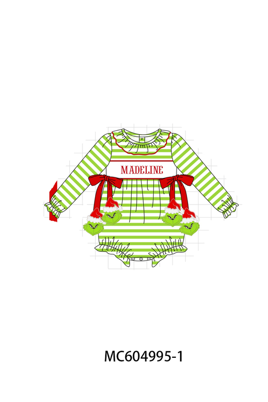 PO90 Green stripe christmas grinch applique monogram embroidery collection - closing 5/11 - ETA early October
