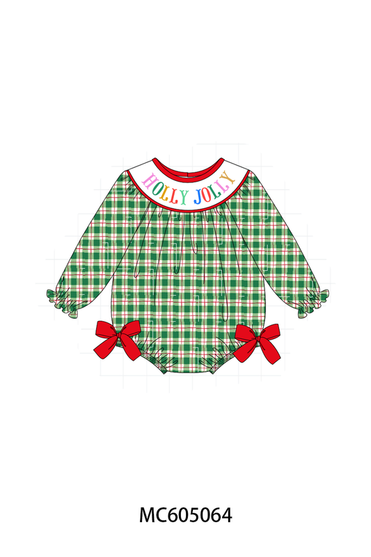 PO92 Green plaid HOLLY JOLLY embroidery collection - closing 5/25 - ETA late October