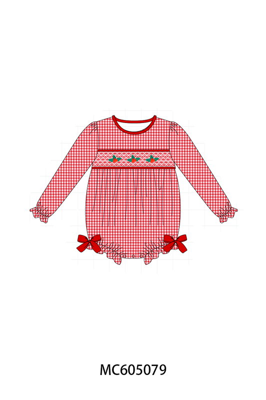 PO92 Red christmas holly smocked collection - closing 5/25 - ETA late October