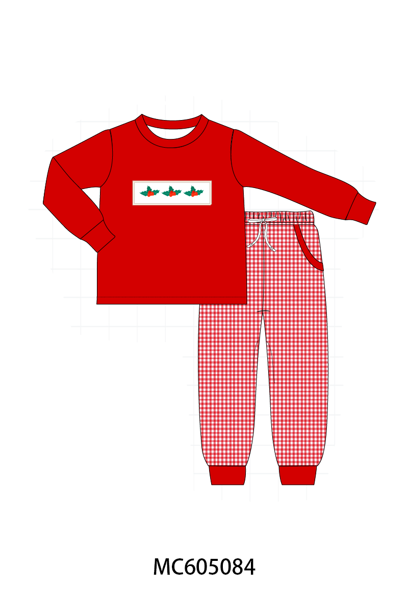 PO92 Red christmas holly smocked collection - closing 5/25 - ETA late October