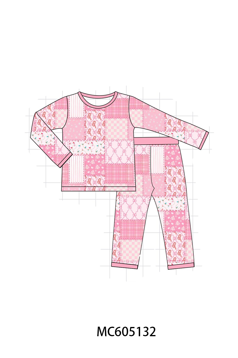 PO92 Pink bow checkered bamboo collection - closing 5/25 - ETA late October