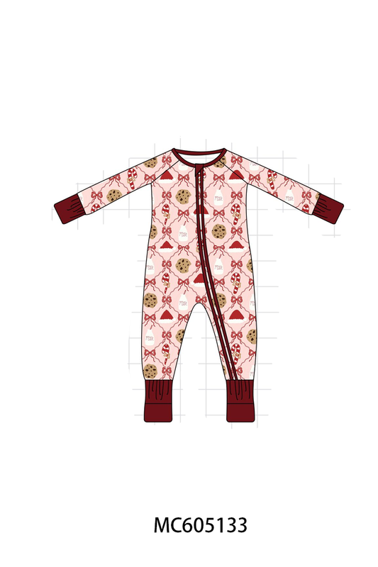 PO92 Maroon christmas milk candy cane bow bamboo collection - closing 5/25 - ETA late October
