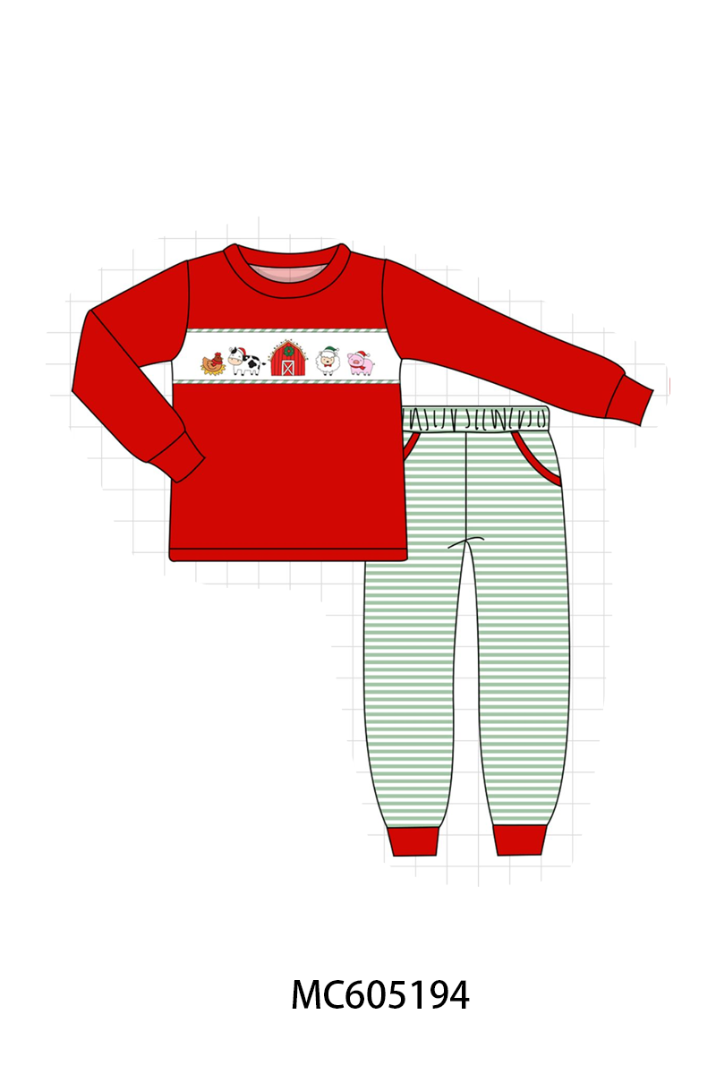 PO92 Green stripe farm embroidery collection - closing 5/25 - ETA late October