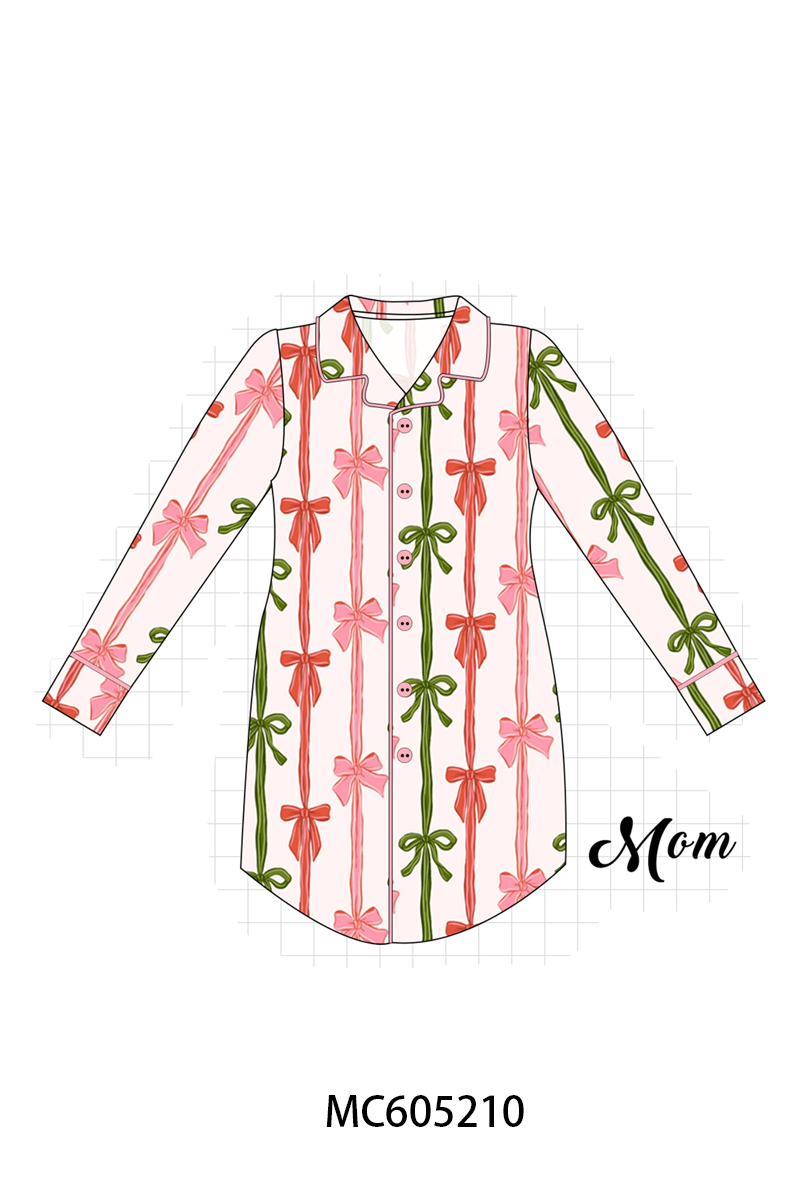PO92 Pink christmas bow stripe bamboo collection - closing 5/25 - ETA late October