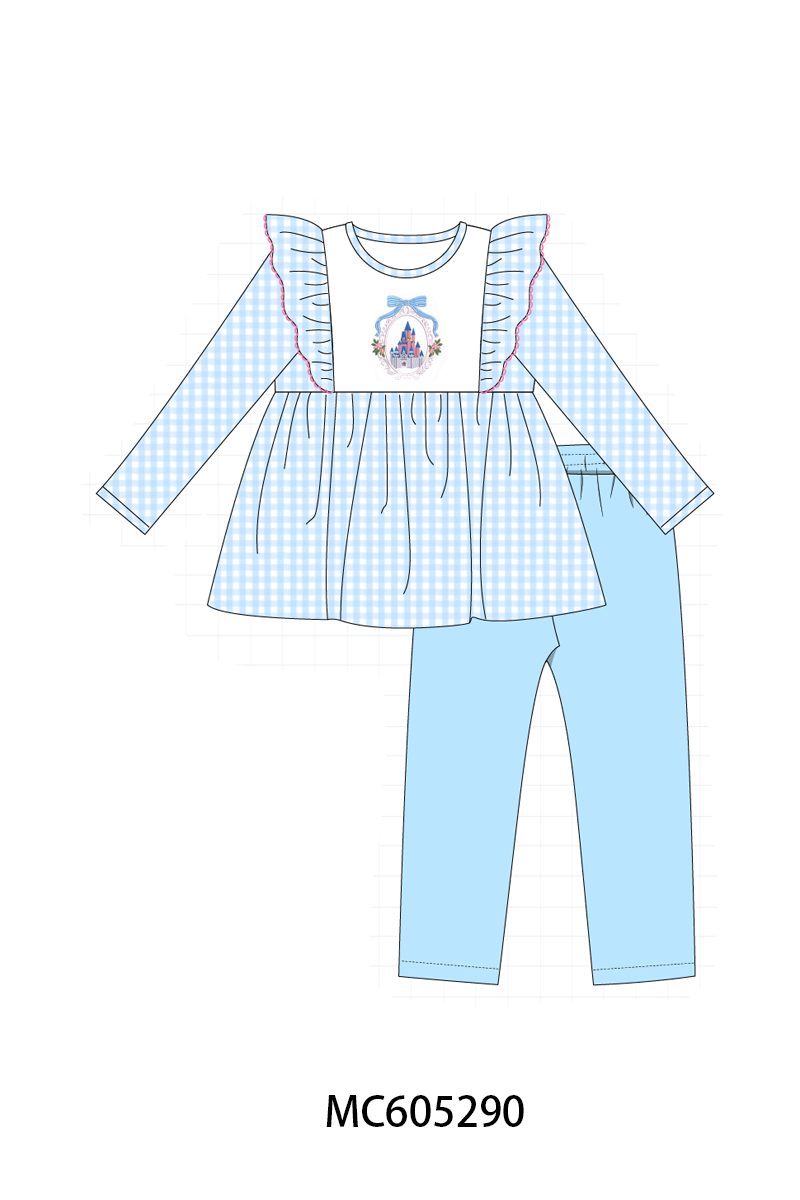 PO92 Blue castle embroidey ruffle gingham collection - closing 5/25 - ETA late October