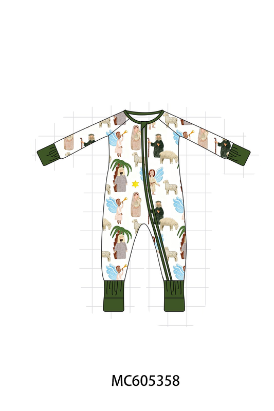 PO92 Green nativity print bamboo collection - closing 5/25 - ETA late October
