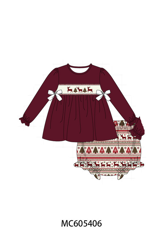 PO93 Maroon tree reindeer embroidery collection - closing 6/8 - ETA November