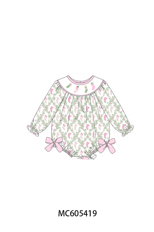 PO93 Pink holiday floral socks embroidery collection - closing 6/8 - ETA November
