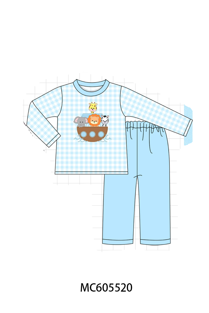 PO93 Pink&blue noah's ark applique gingham collection - closing 6/8 - ETA November