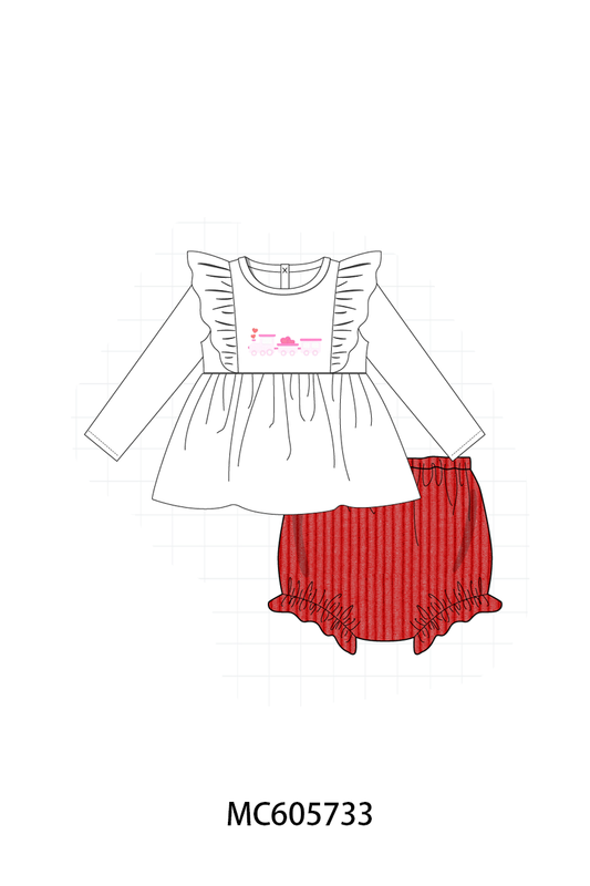 PO95 Red valentine's day corduroy train heart embroidery collection - closing 6/22 - ETA late November