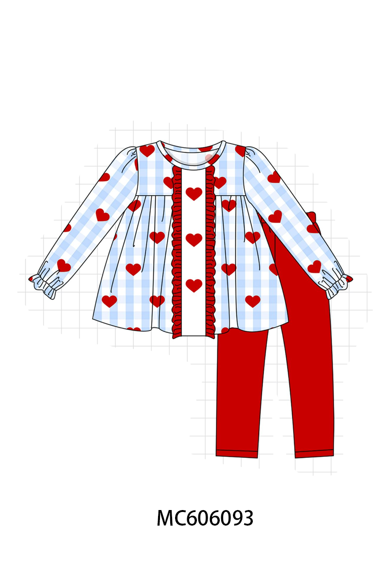 PO95 Blue heart embroidery gingham collection