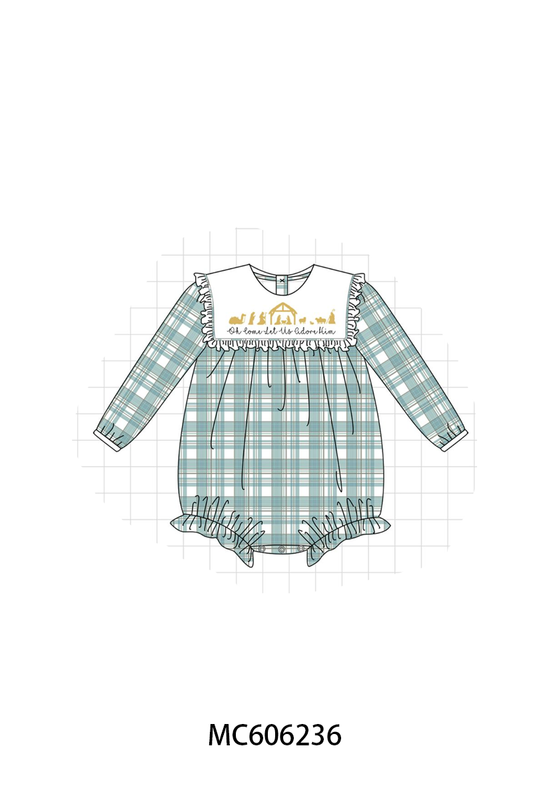 PO95 Teal nativity embroidery plaid collection - closing 6/22 - ETA late November