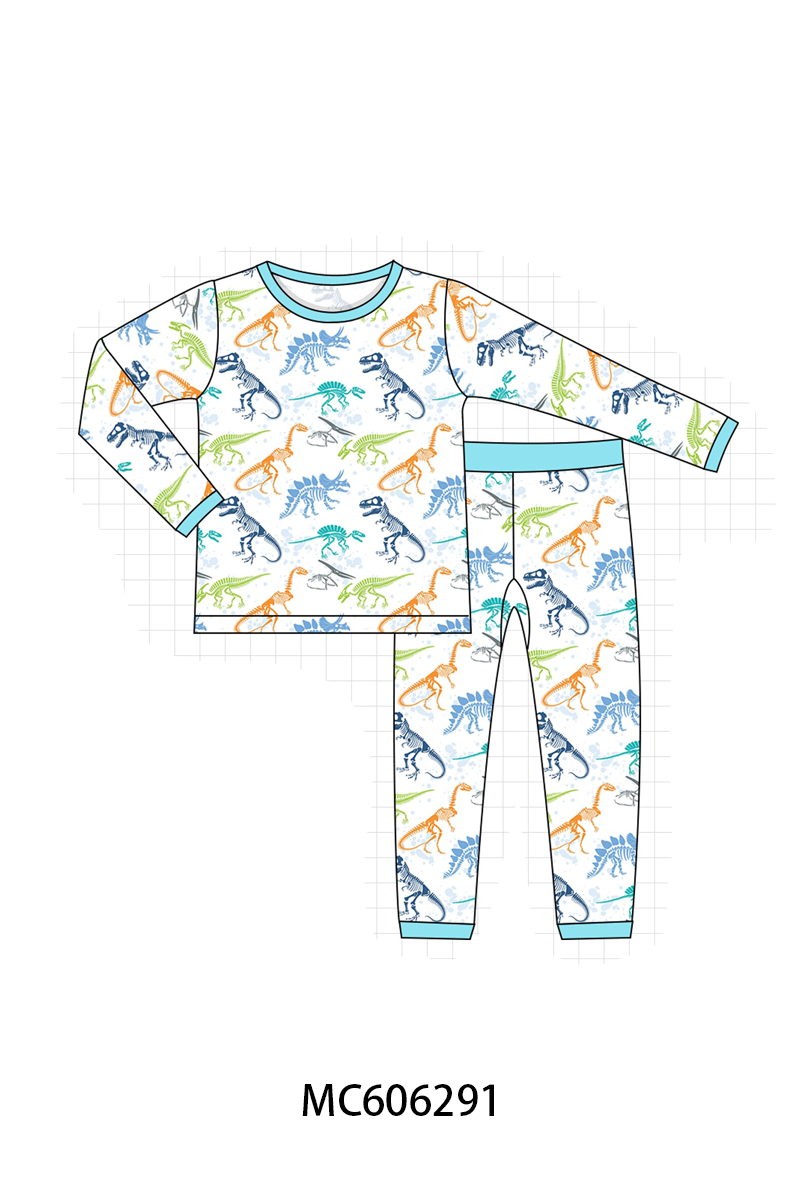PO95 Blue dinosaur print bamboo collection