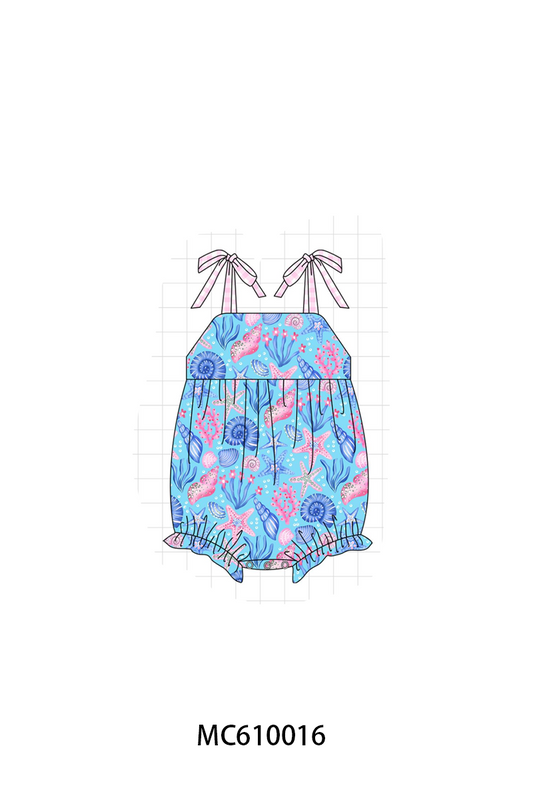 PO108 Blue starfish print ruffle collection - closing 10/26 - ETA march