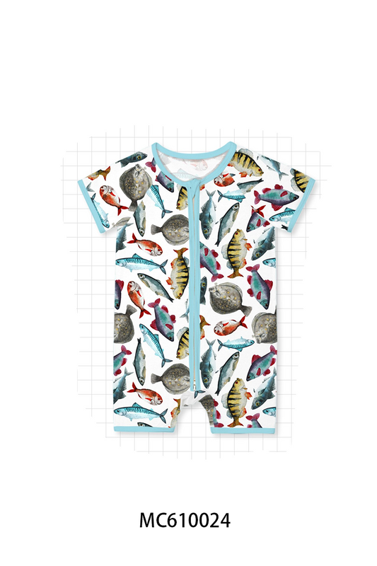 PO108 Blue fish print bamboo collection - closing 10/26 - ETA march
