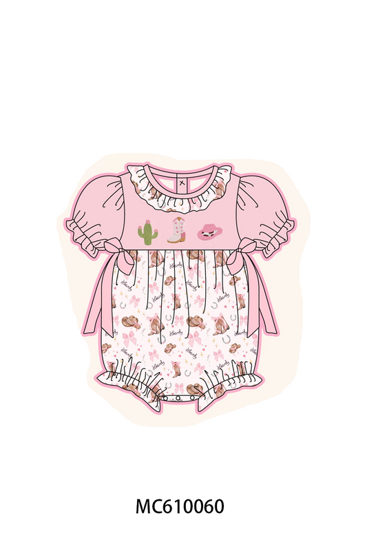 PO108 Pink cowgirl howdy y'all embroidery ruffle collection - closing 10/26 - ETA march