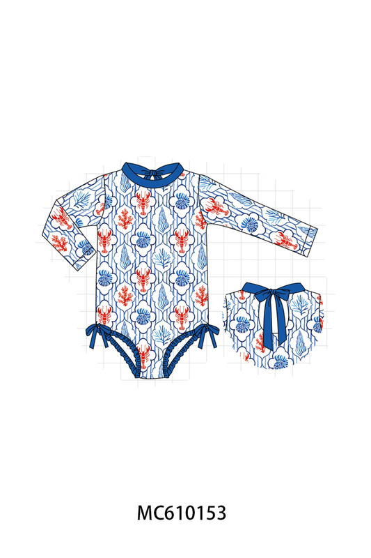 PO108 Blue lobster print swimsuit collection - closing 10/26 - ETA march