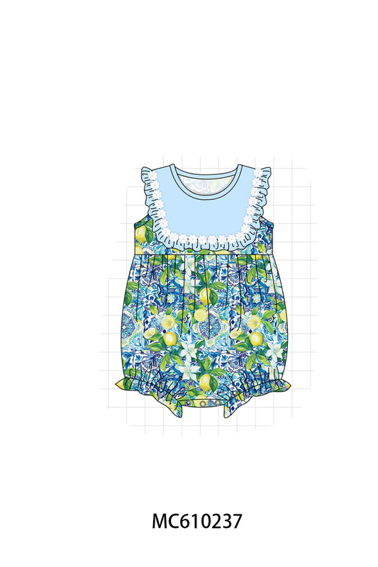 PO108 Blue lemon print ruffle collection - closing 10/26 - ETA march