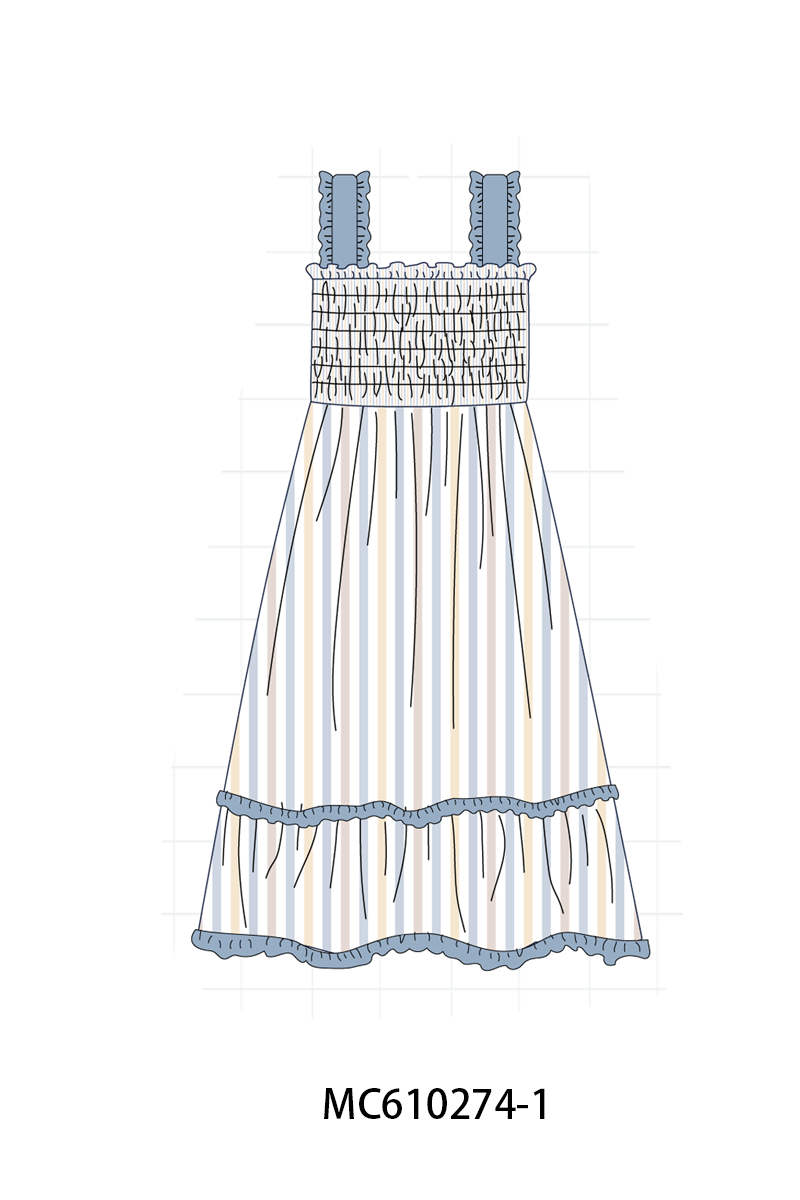 PO108 Blue stripe monogram embroidery ruffle collection 1 - closing 10/26 - ETA march