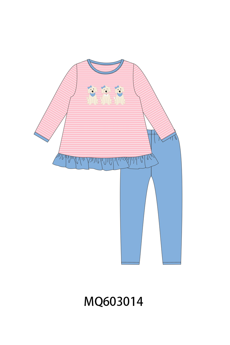 PO84 Pink puppy embroidery stripe ruffle collection - ETA late august - closing 3/23