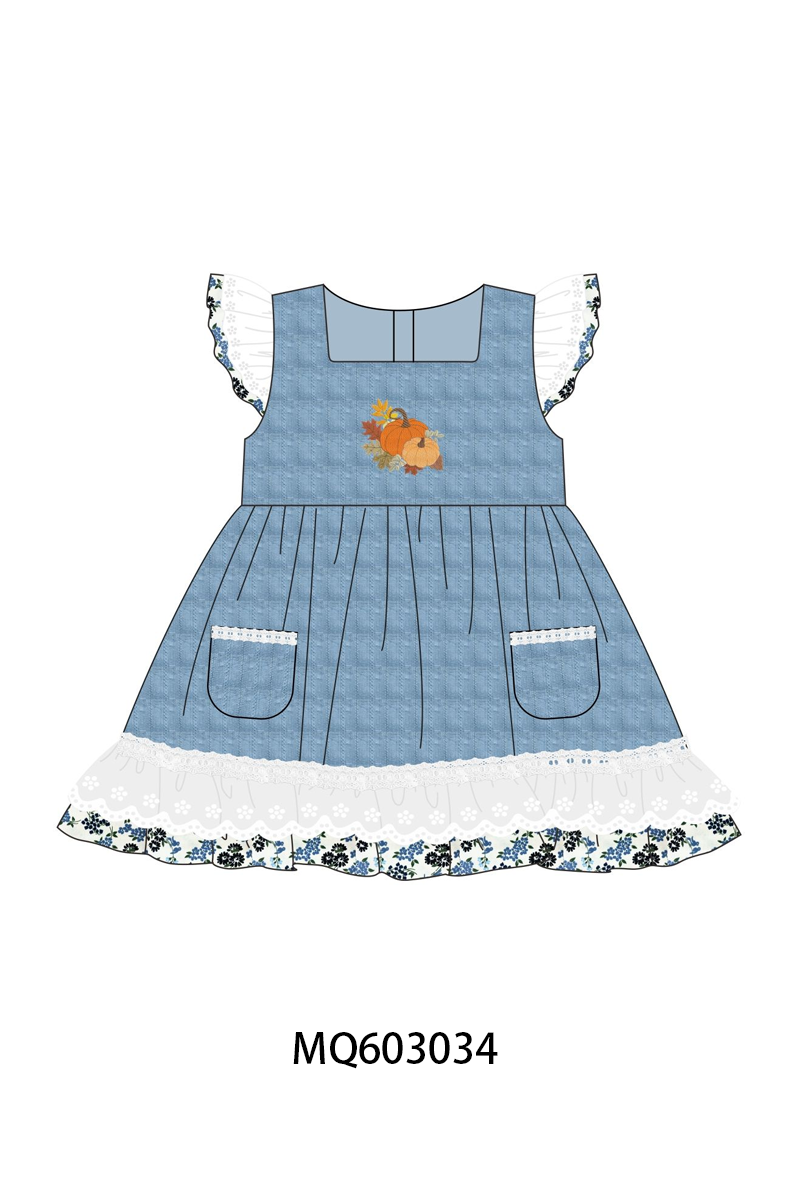PO84 Blue pumpkin embroidery lace ruffle collection - ETA late august - closing 3/23