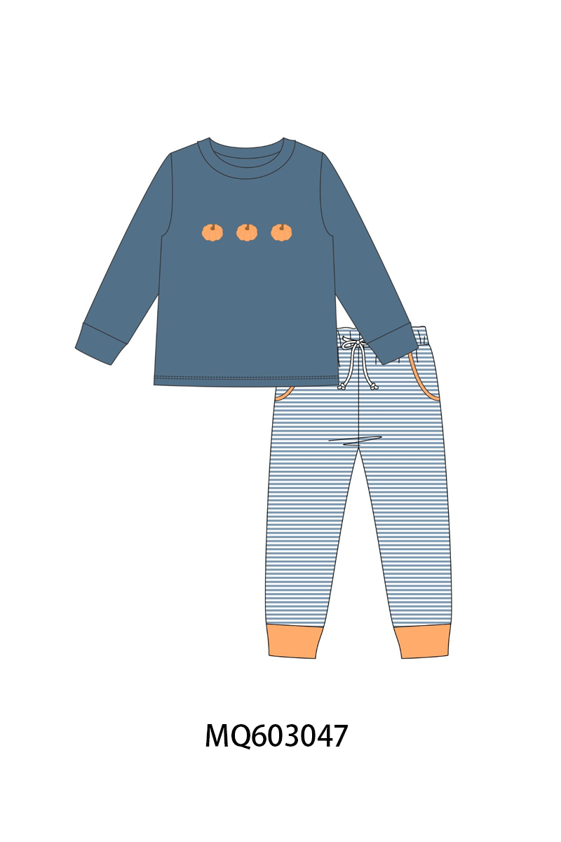 PO84 Teal pumpkin embroidery stripe ruffle collection - ETA late august - closing 3/23