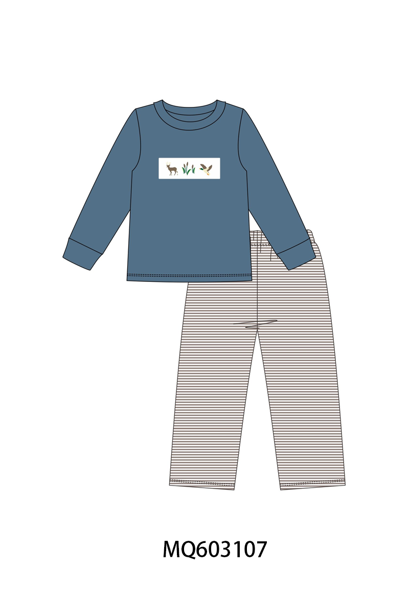 PO84 Blue hunting embroidery stripe collection - ETA late august - closing 3/23