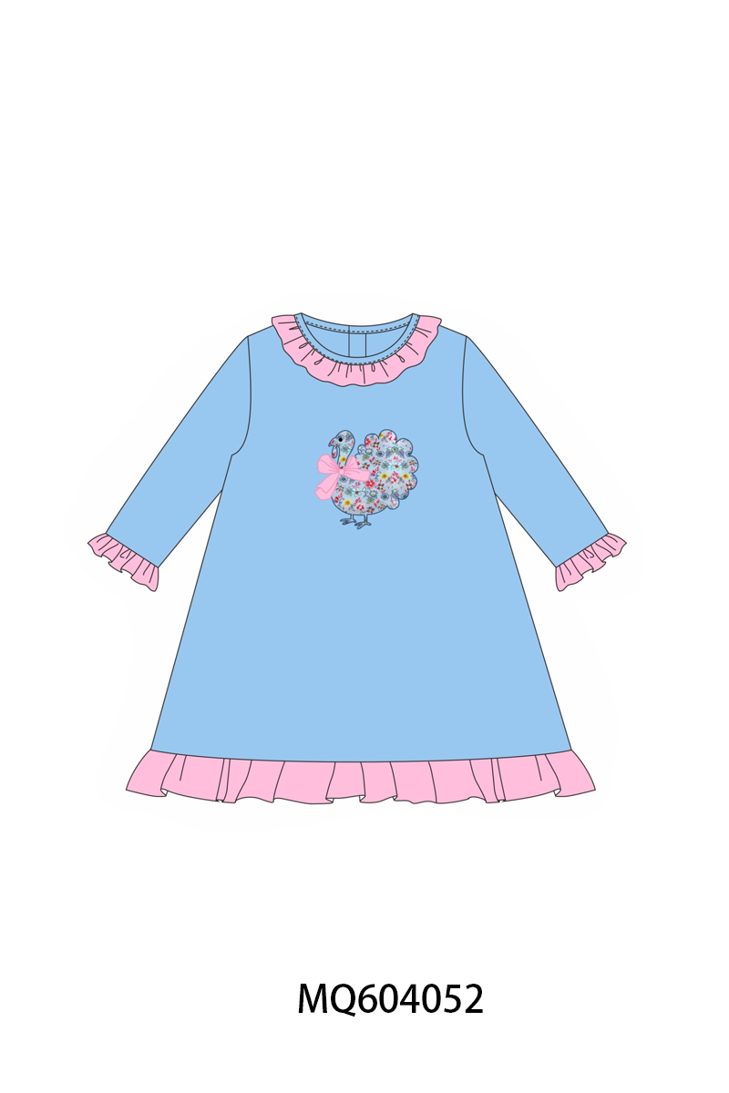 PO87 Blue thanksgiving turkey floral applique collection - closing 4/20 - ETA early October