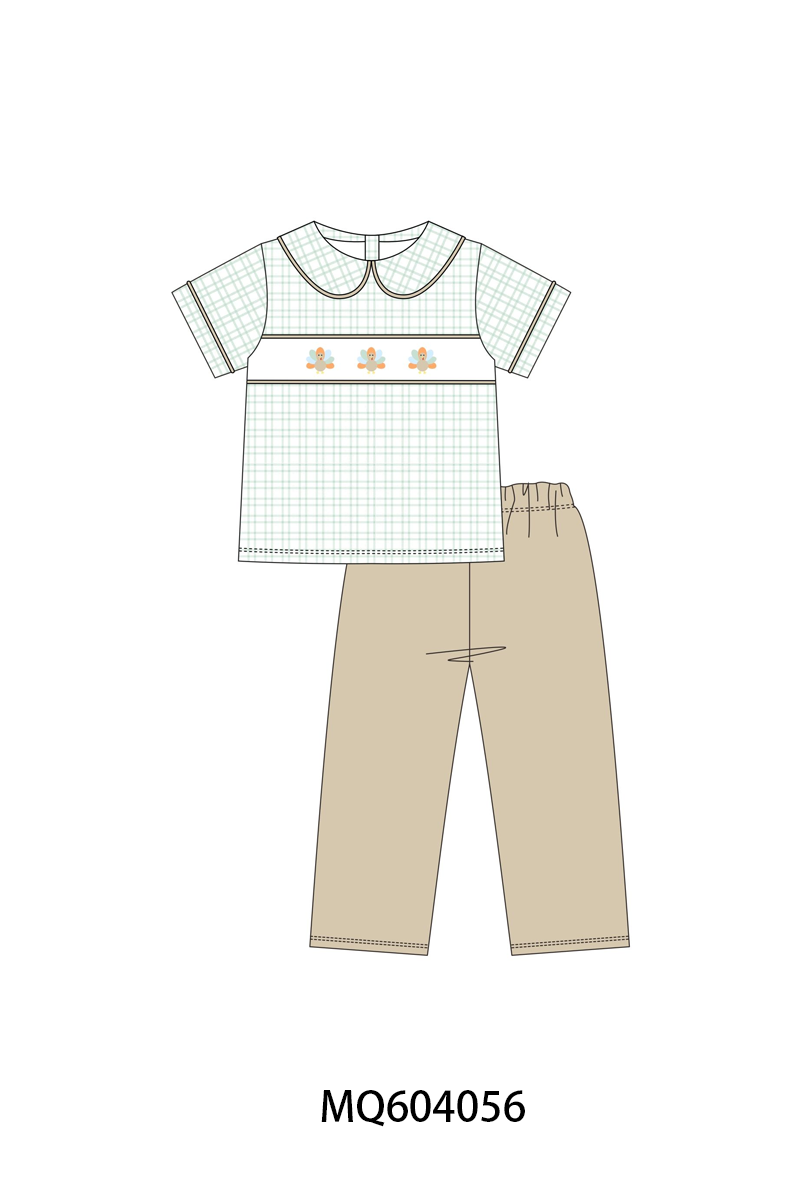 PO87 Green thanksgiving turkey embroidery plaid collection - closing 4/20 - ETA early October