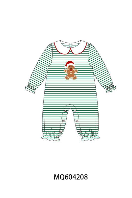 PO89 Green stripe gingerbread applique collection - closing 5/4 - ETA late october