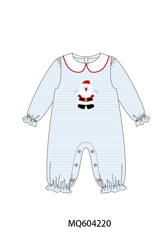 PO89 Blue stripe christmas santa claus applique collection - closing 5/4 - ETA late october