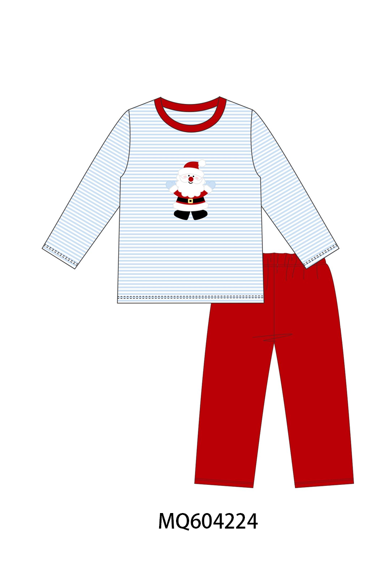 PO89 Blue stripe christmas santa claus applique collection - closing 5/4 - ETA late october