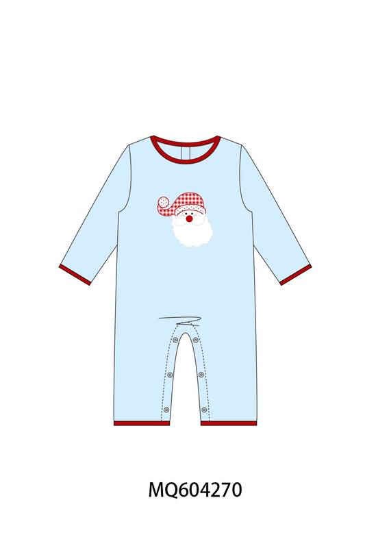 PO89 Blue christmas santa claus applique gingham collection - closing 5/4 - ETA late october